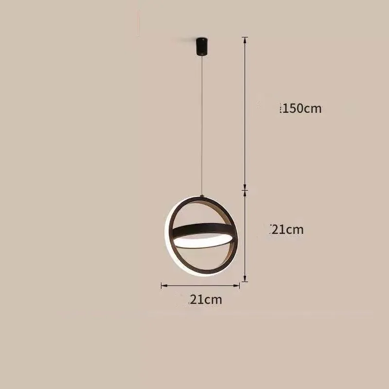 Nordic iron single-head LED pendant lamp with adjustable height, white circle option