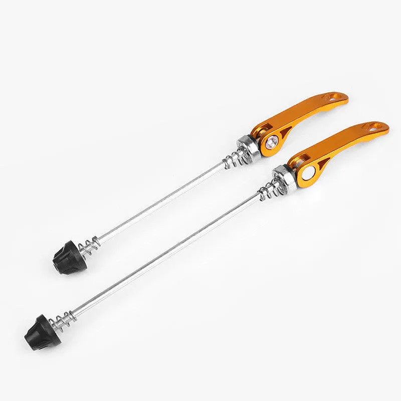 Bicycle quick release lever with aluminium handle and galvanised iron rod in choice of colours.