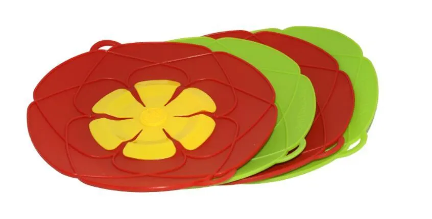 Green silicone spill stopper pan lid for pots 8-10 inch diameter heat-resistant