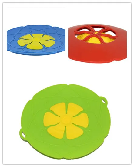 Green silicone spill stopper pan lid for pots 8-10 inch diameter heat-resistant