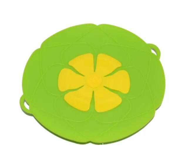Green silicone spill stopper pan lid for pots 8-10 inch diameter heat-resistant