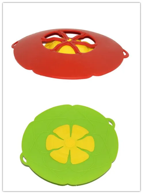 Green silicone spill stopper pan lid for pots 8-10 inch diameter heat-resistant