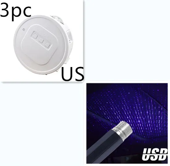 USB Ocean Star Projection Light with 360 degree rotation, starry sky pattern projected on ceiling, white lamp body on desk