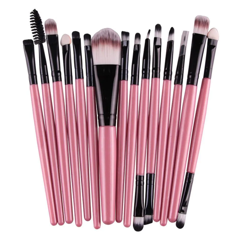 MAANGE 18-piece makeup brush and tool set with fan brushes laid out.