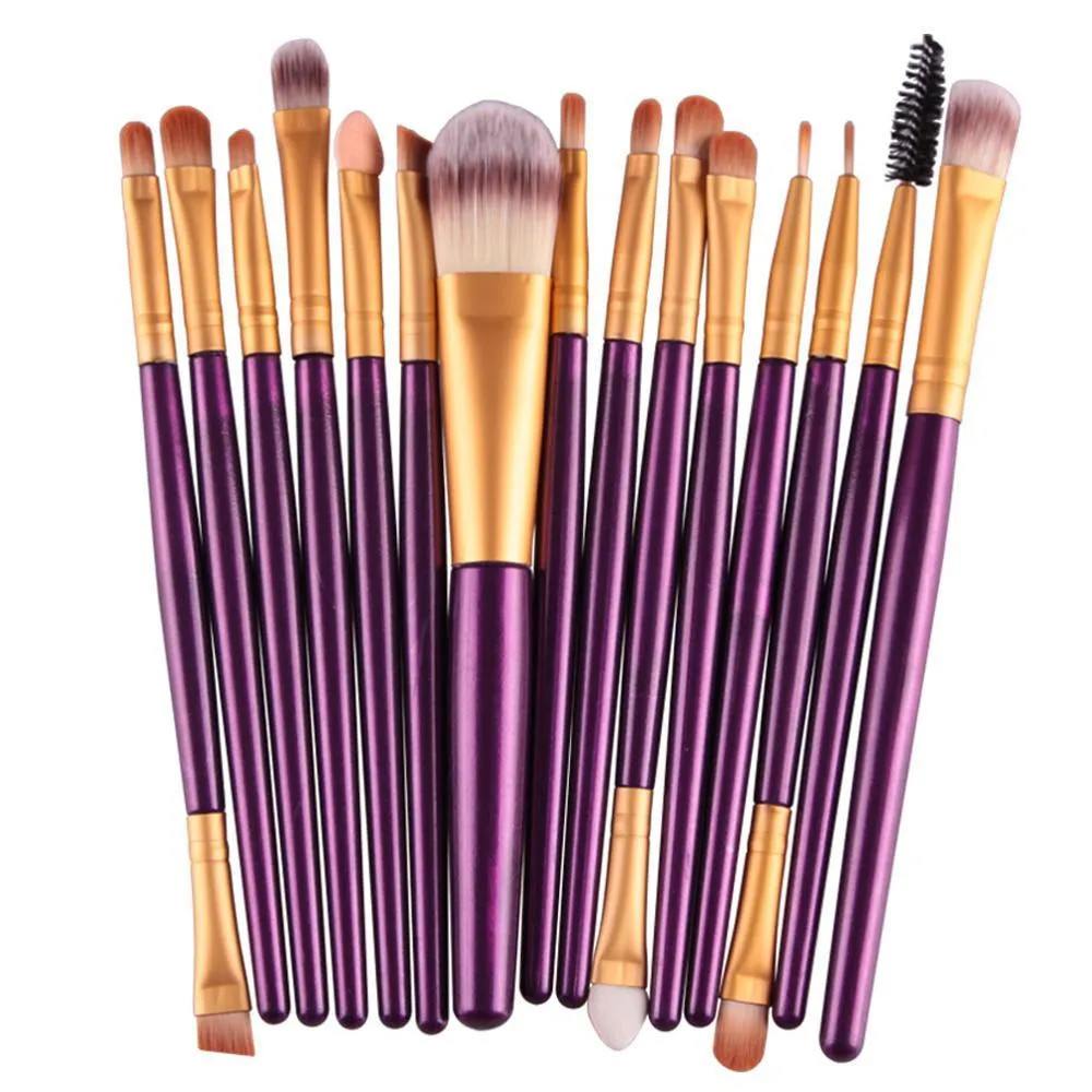 MAANGE 18-piece makeup brush and tool set with fan brushes laid out.