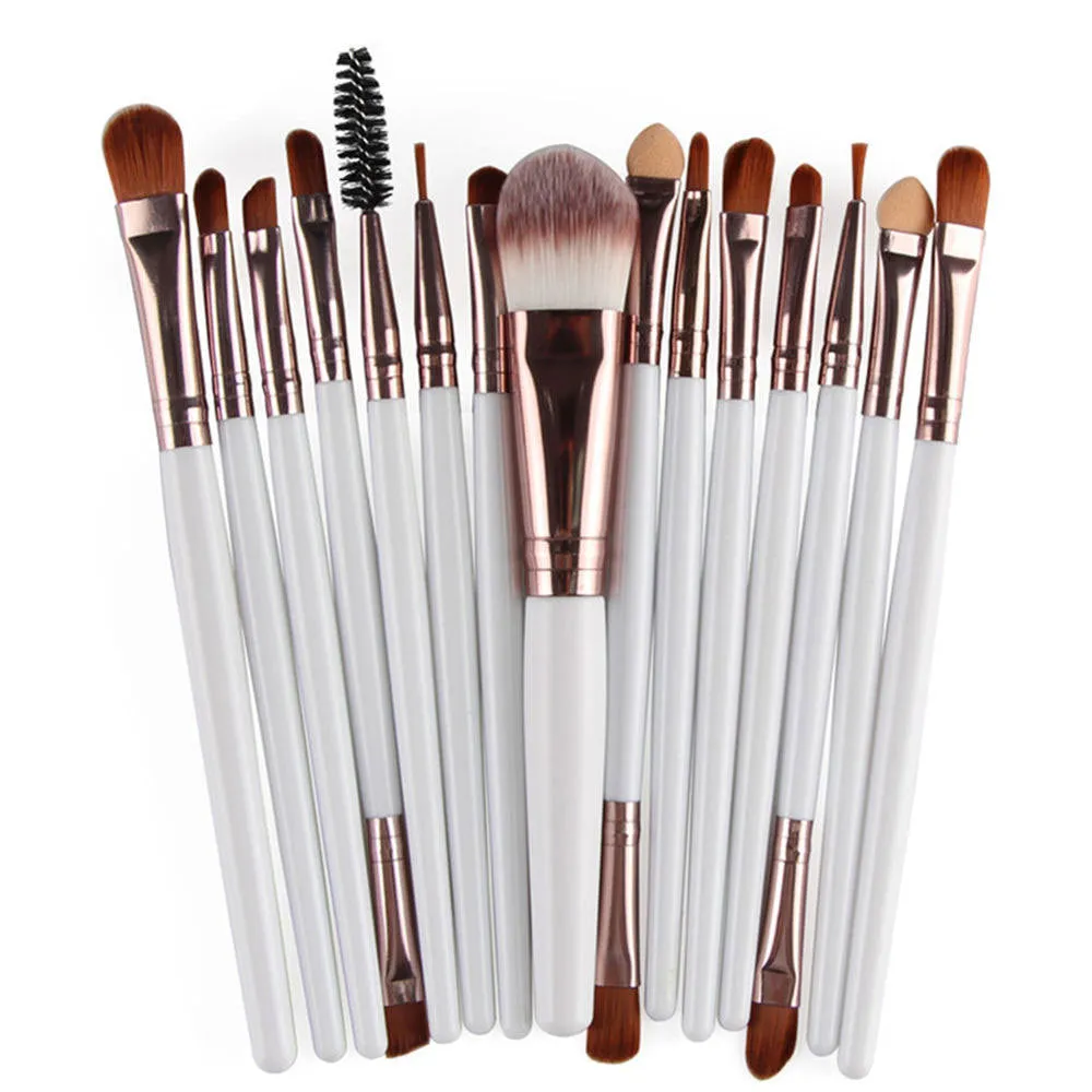 MAANGE 18-piece makeup brush and tool set with fan brushes laid out.