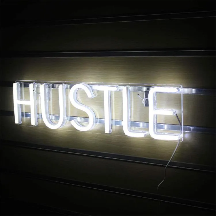 HUSTLE LED neon light tube with transparent back panel, USB powered, 500mm length