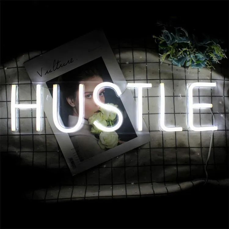 HUSTLE LED neon light tube with transparent back panel, USB powered, 500mm length