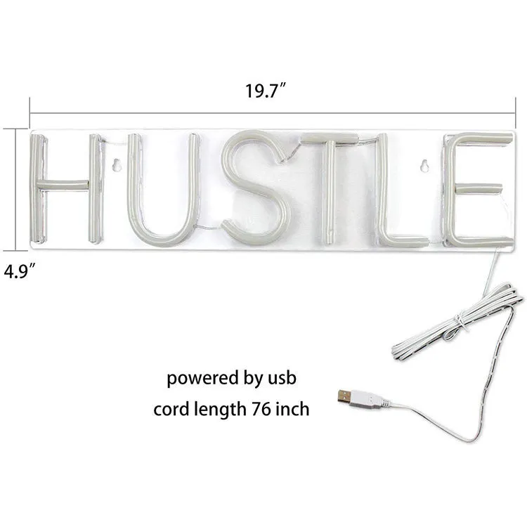 HUSTLE LED neon light tube with transparent back panel, USB powered, 500mm length