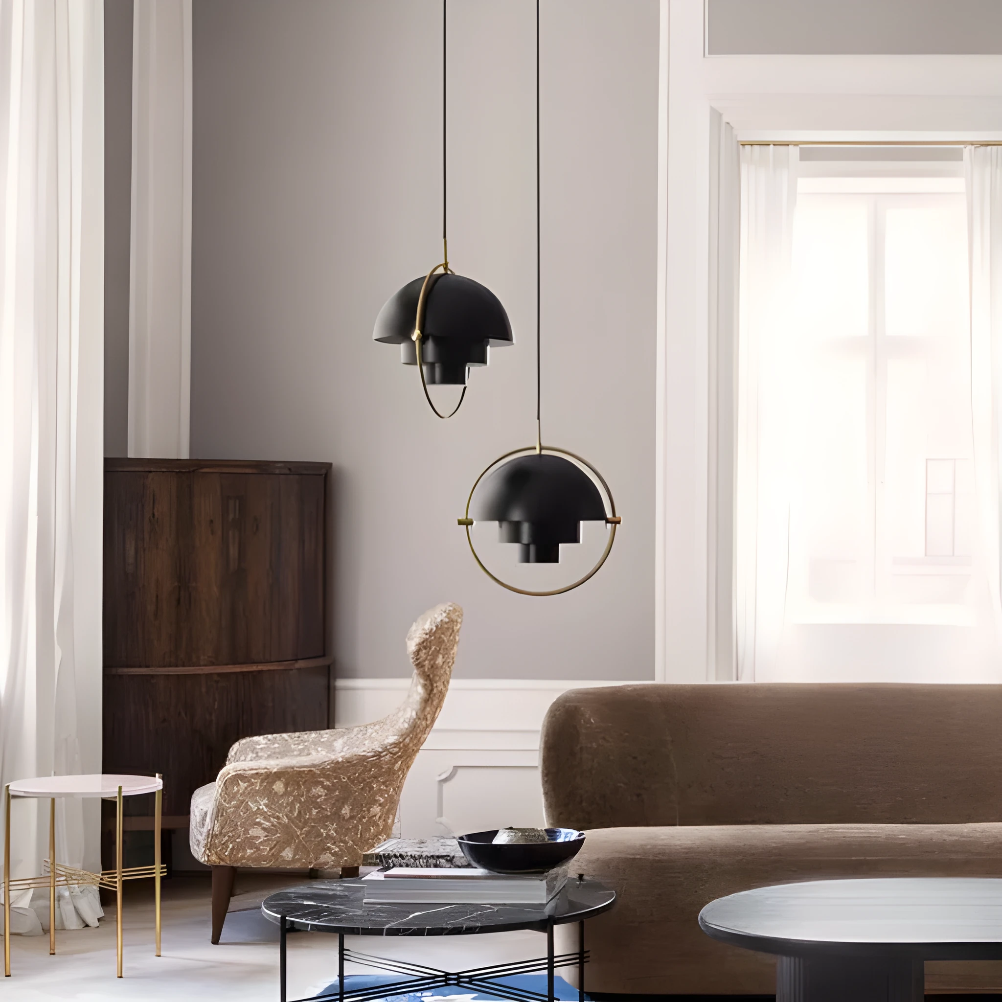 Half circle bedroom dining room chandelier with LED light, alloy chrome finish, gold colour, 1-light cable connection