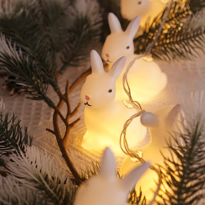 Easter plastic egg lamp string with warm white lights, cross pattern, USB battery powered, 10 lamps on 1.5m wire