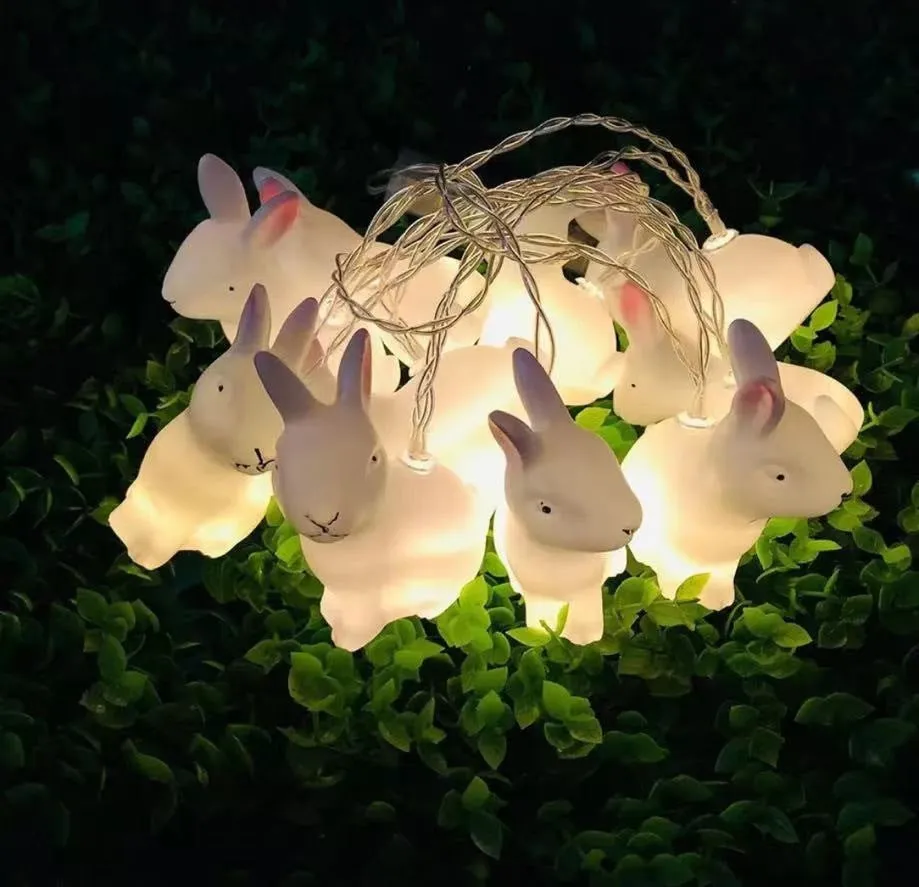 Easter plastic egg lamp string with warm white lights, cross pattern, USB battery powered, 10 lamps on 1.5m wire