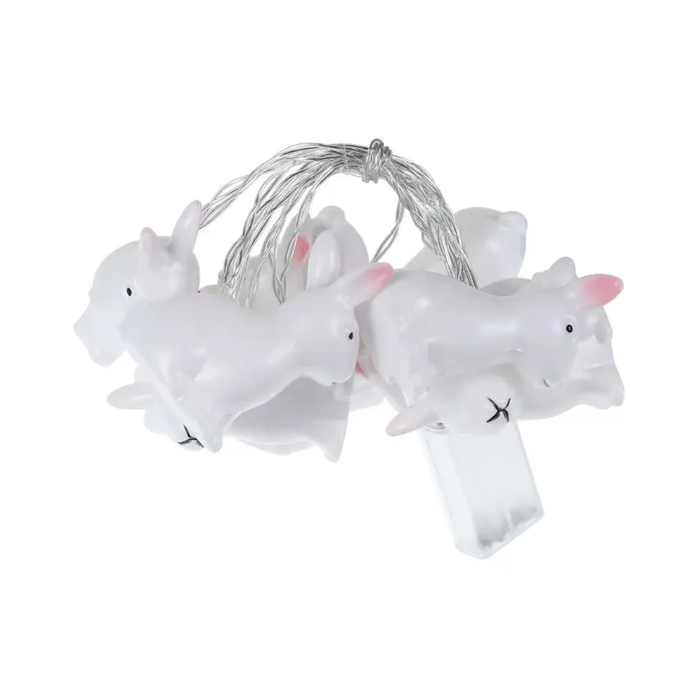 Easter plastic egg lamp string with warm white lights, cross pattern, USB battery powered, 10 lamps on 1.5m wire