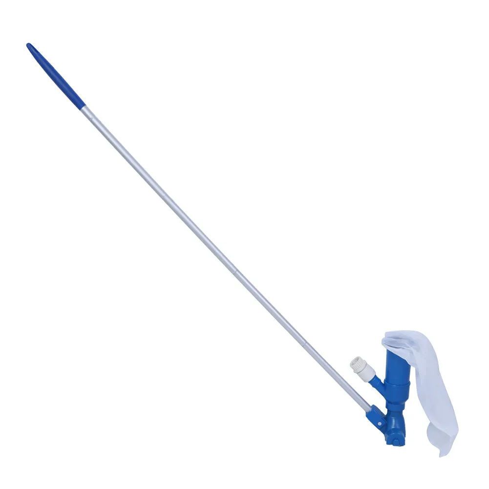 Swimming pool cleaning tool set with fine mesh suction head, long rod, and ABS construction, 556g