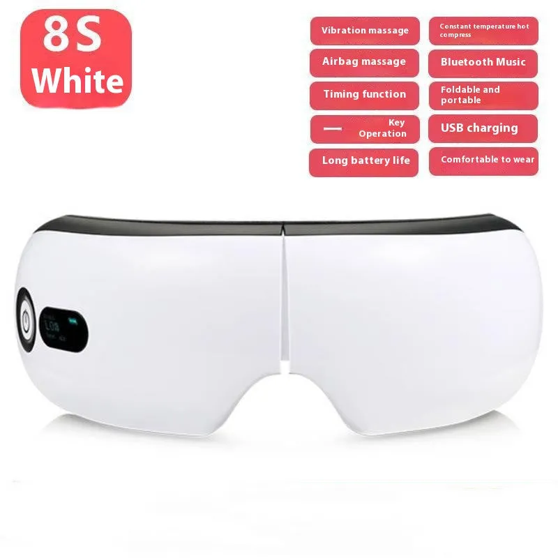 Bluetooth music eye massager with hot compress and air pressure massage, suede cloth, USB rechargeable
