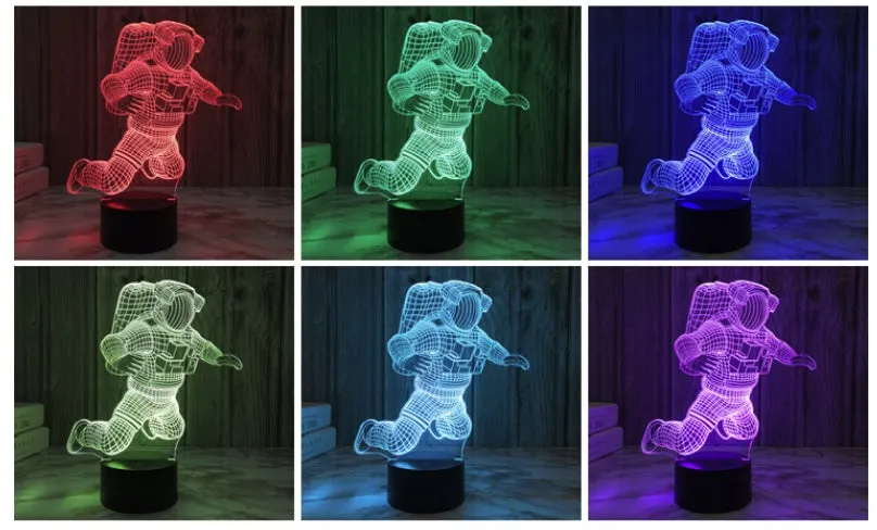Astronaut 3D small LED night light with USB plug and touch or remote control options for bedside use