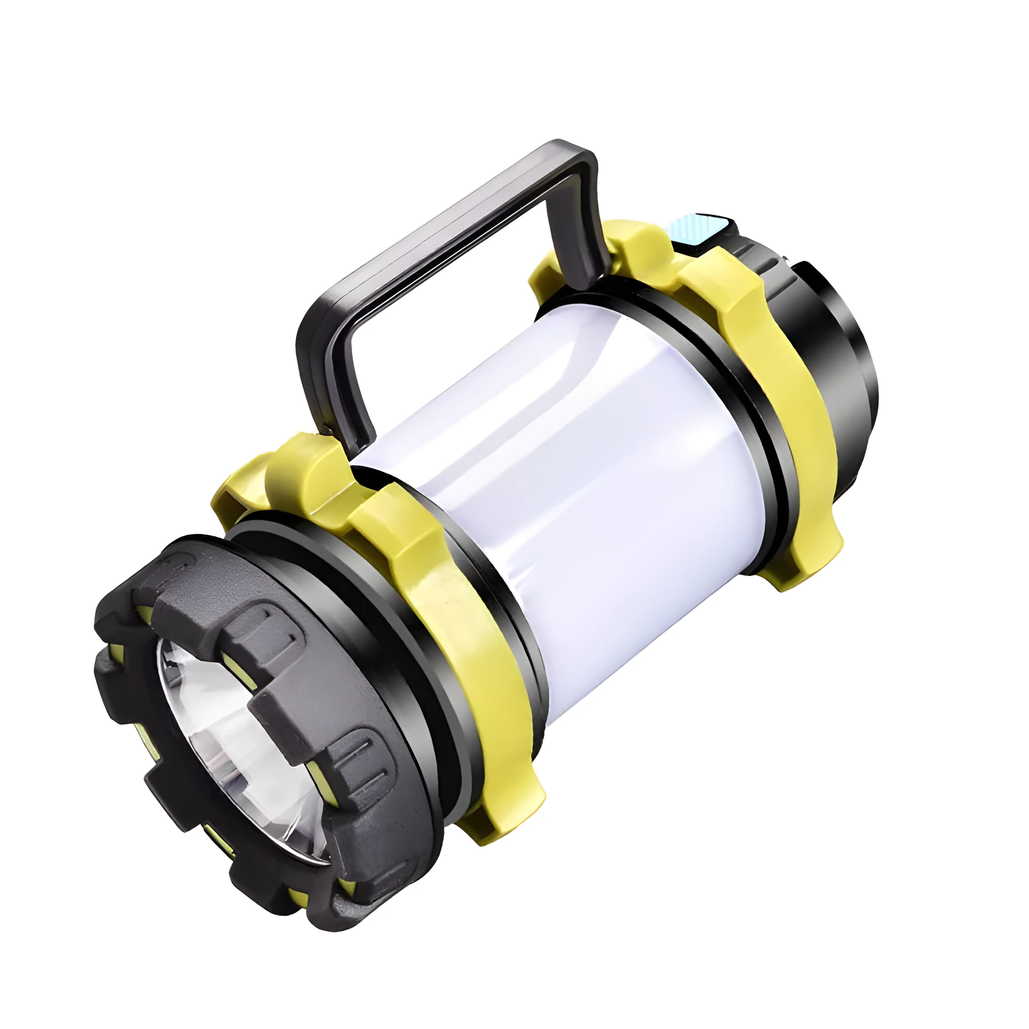 Green LED camping light with handle, USB charging, front T6 beads and side SMD lights