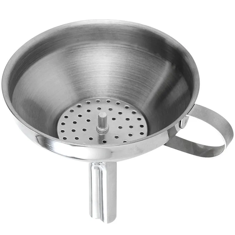 Small mini 201 stainless steel funnel with fine filter sieve for wine raisin whisk impurities