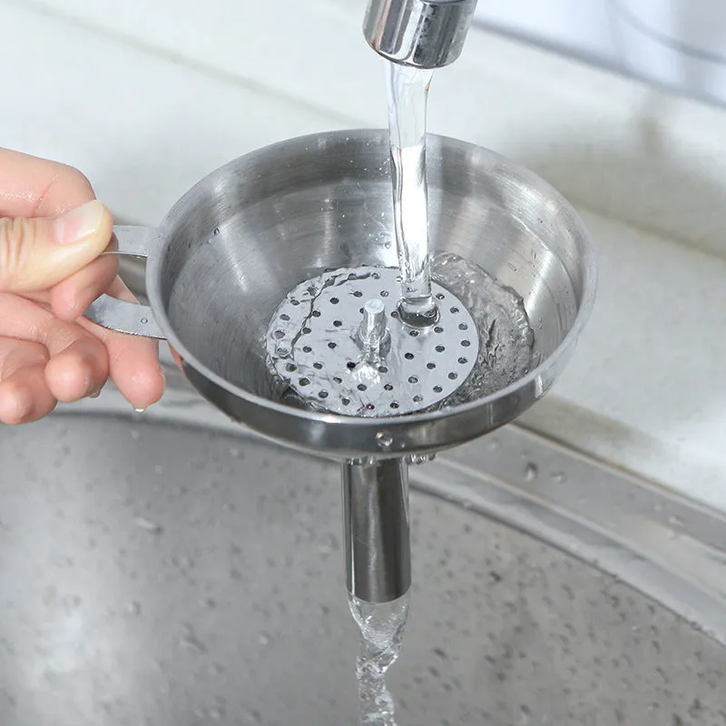 Small mini 201 stainless steel funnel with fine filter sieve for wine raisin whisk impurities