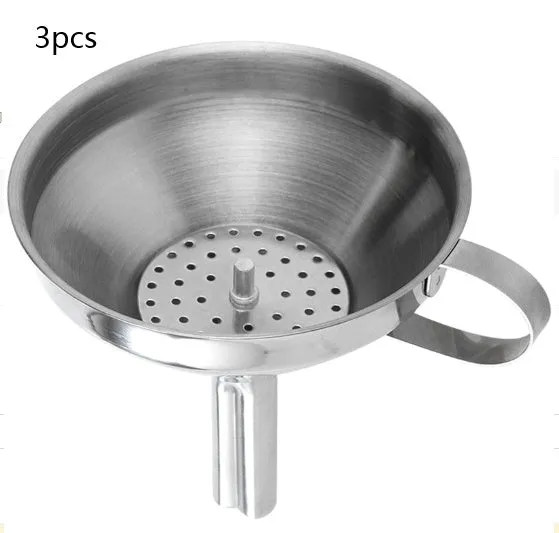 Small mini 201 stainless steel funnel with fine filter sieve for wine raisin whisk impurities