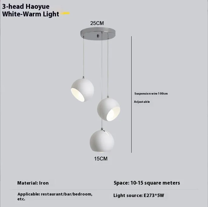 Post-modern ball chandelier table lamp with Nordic design in Bianco Sardina colour on wooden table