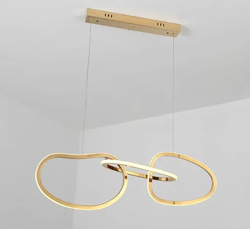Postmodern minimalist iron and grass rattan chandelier with four rings, length 100 cm, for dining room