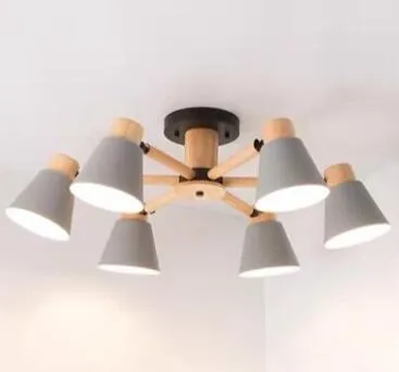 Nordic creative macaron ceiling lamp with ironwood frame in pendant light configuration