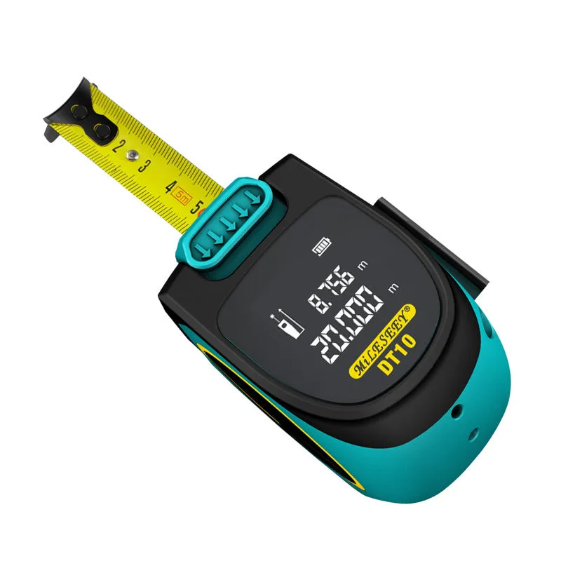 2 in 1 laser tape measure tool with 5m nylon coated blade and 100m laser range