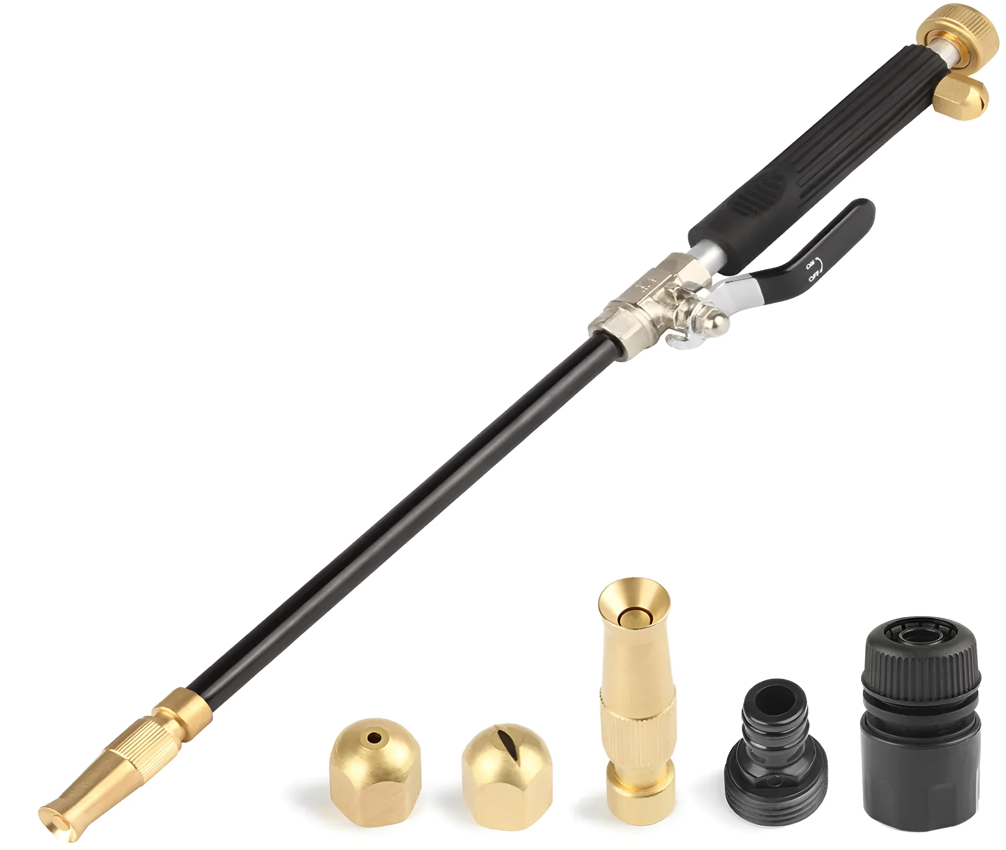 Black high pressure adjustable nozzle garden car wash water gun with alloy body and brass tip