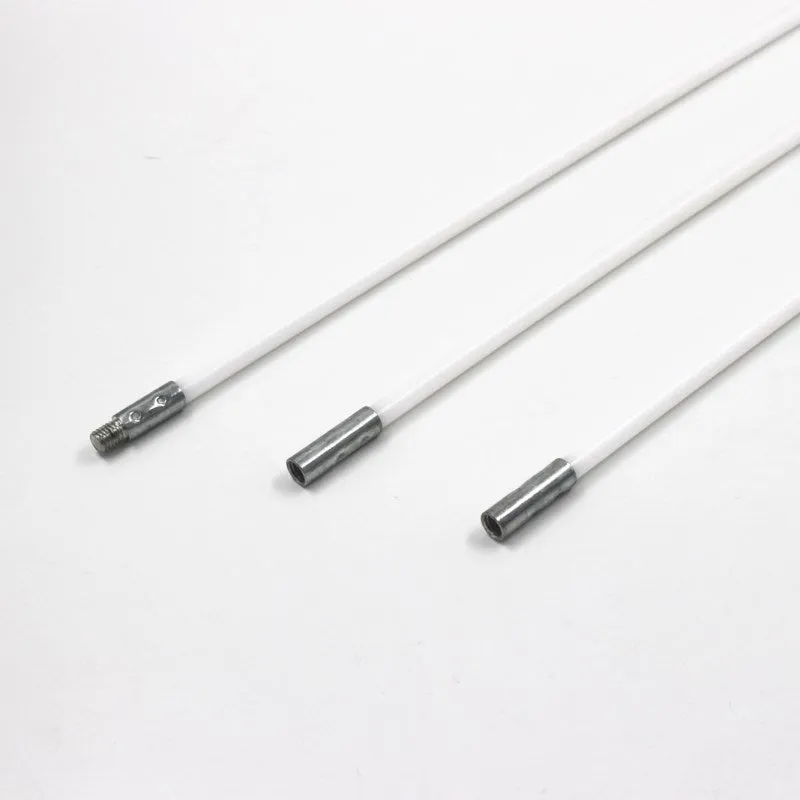 Pipe cleaning brush set with six nylon rods and 100mm diameter galvanised iron wire brush head in blister packaging