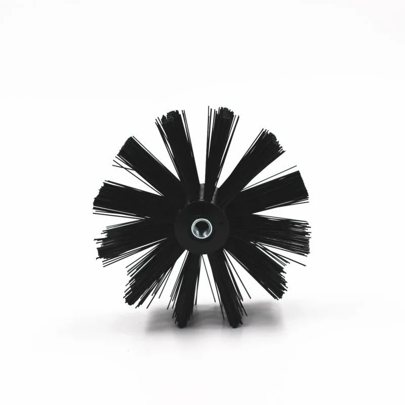 Pipe cleaning brush set with six nylon rods and 100mm diameter galvanised iron wire brush head in blister packaging