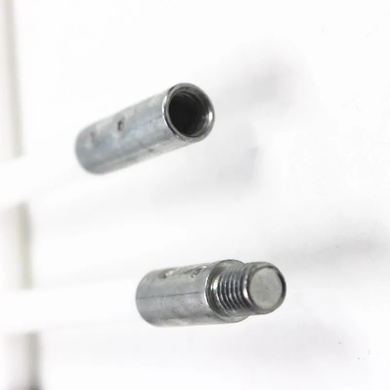 Pipe cleaning brush set with six nylon rods and 100mm diameter galvanised iron wire brush head in blister packaging