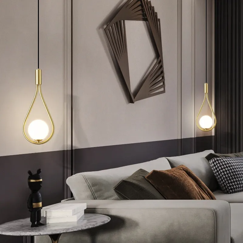 Modern minimalist copper finish bedside chandelier lamp for bedroom lighting