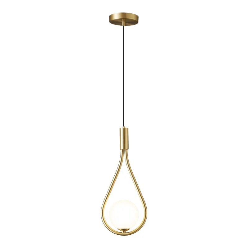 Modern minimalist copper finish bedside chandelier lamp for bedroom lighting