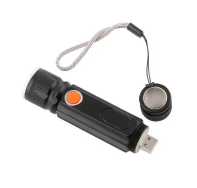 Black aluminium alloy multifunctional flashlight with T6+COB light source and magnetic base by Soringrad lighting