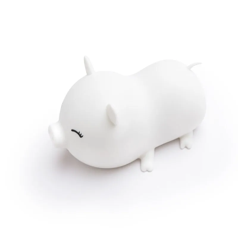 Dudu pig cartoon plastic night light with silicone shade emitting warm yellow and colourful LED glow