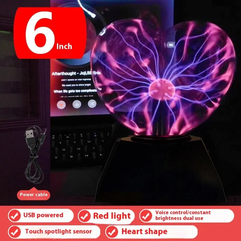 Plasma lightning ball with electrostatic lightning arcs on a blue background, 4-8 inch size options available