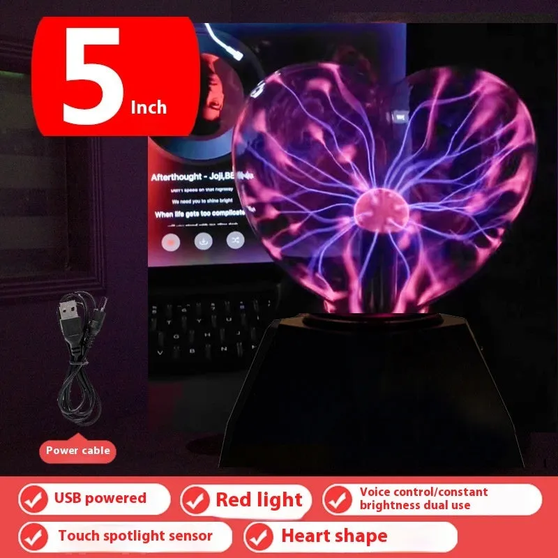 Plasma lightning ball with electrostatic lightning arcs on a blue background, 4-8 inch size options available