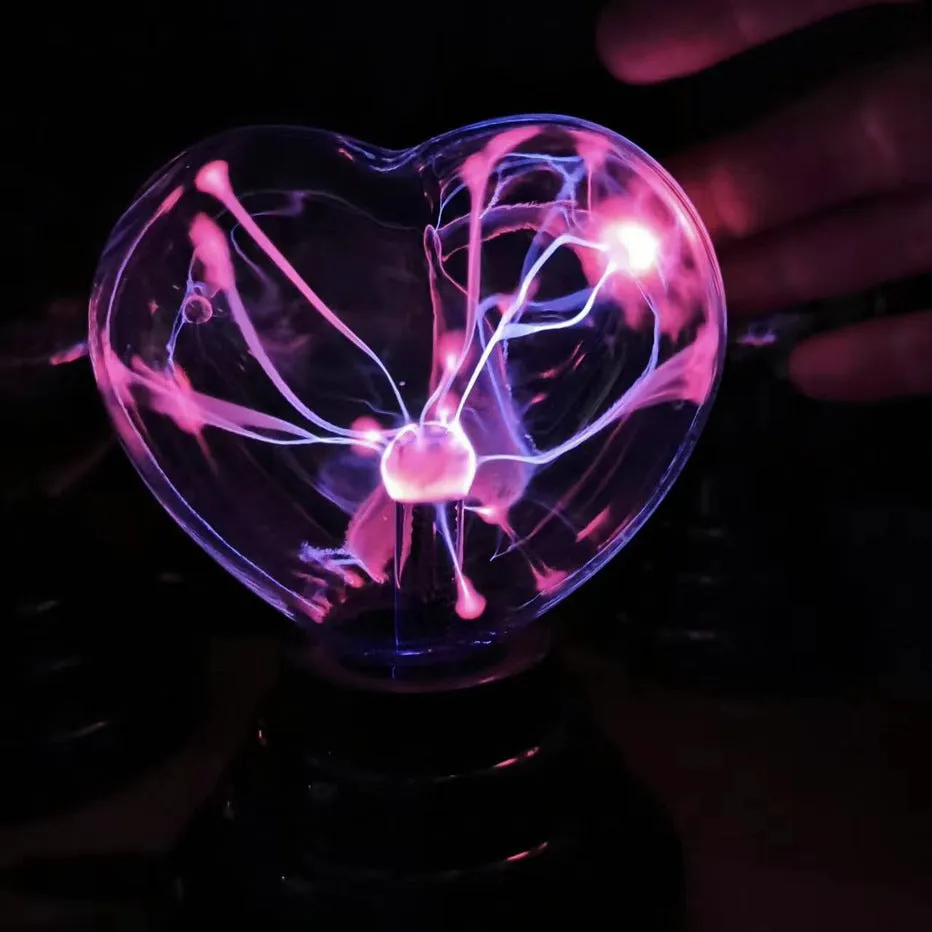 Plasma lightning ball with electrostatic lightning arcs on a blue background, 4-8 inch size options available