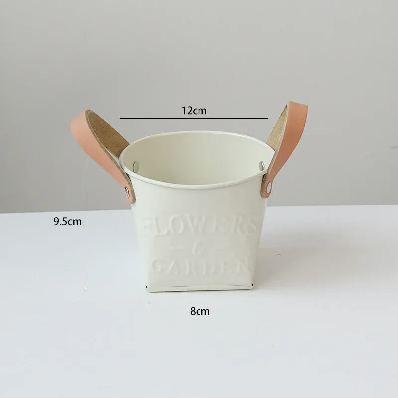 Iron flower pot American style desktop display large size handcrafted metal pot