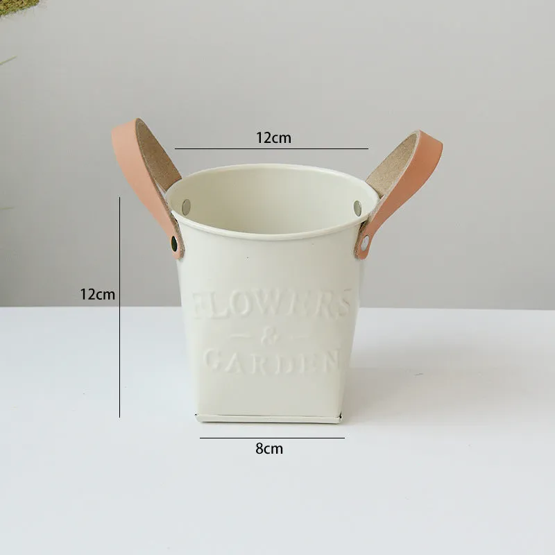 Iron flower pot American style desktop display large size handcrafted metal pot