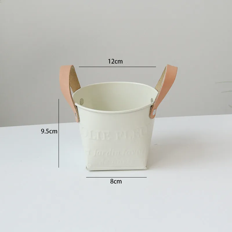 Iron flower pot American style desktop display large size handcrafted metal pot