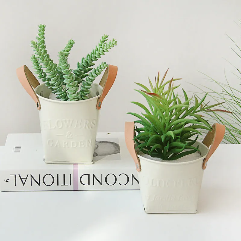 Iron flower pot American style desktop display large size handcrafted metal pot
