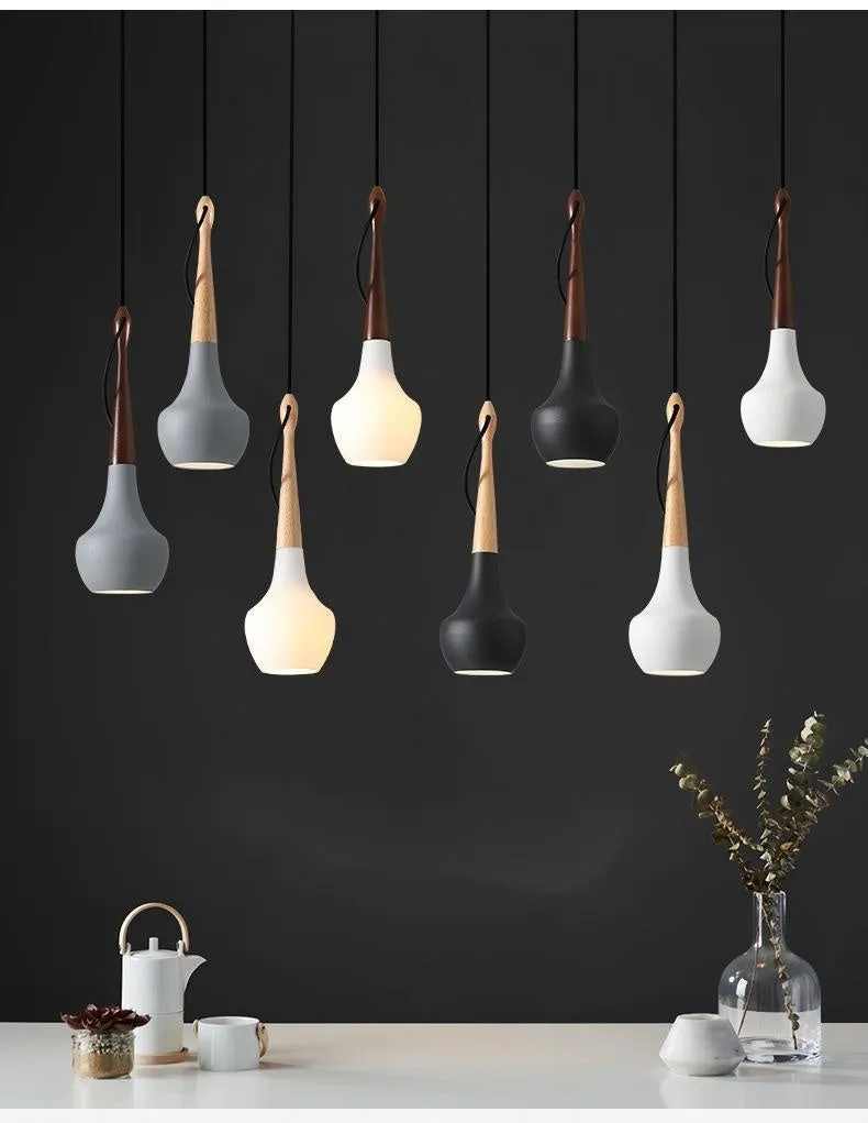 Postmodern minimalist LED dining room chandelier 110x350mm in black finish with adjustable height
