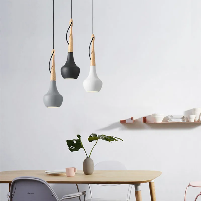 Postmodern minimalist LED dining room chandelier 110x350mm in black finish with adjustable height