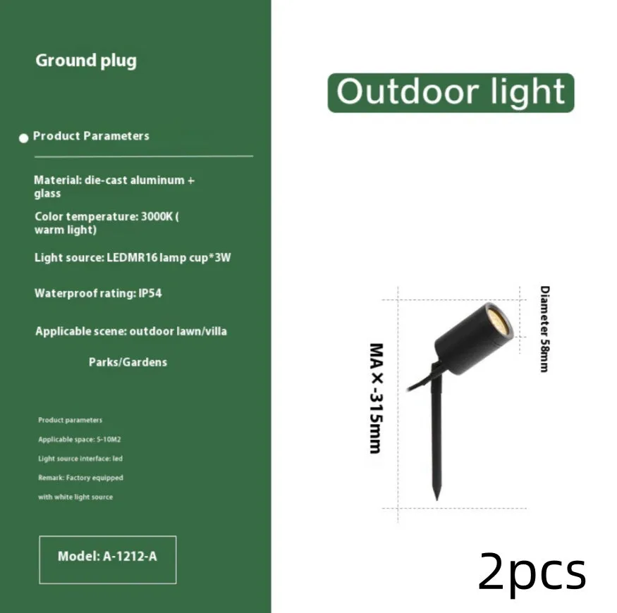 Black aluminium ground lamp with LED lighting for outdoor garden pathways