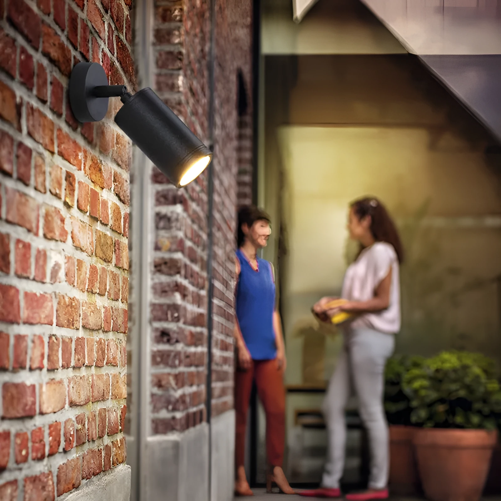 Black aluminium ground lamp with LED lighting for outdoor garden pathways