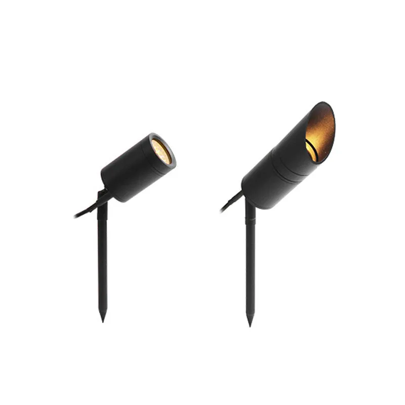 Black aluminium ground lamp with LED lighting for outdoor garden pathways