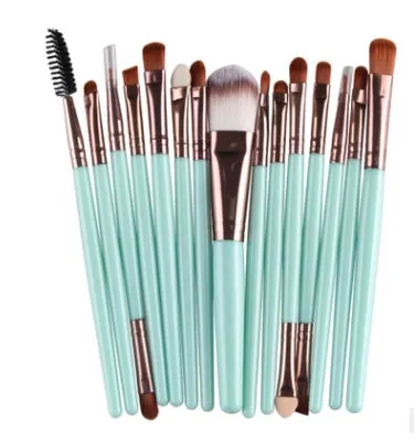 Cosmetic brush kit with nylon bristles and plastic handle, 14cm total length