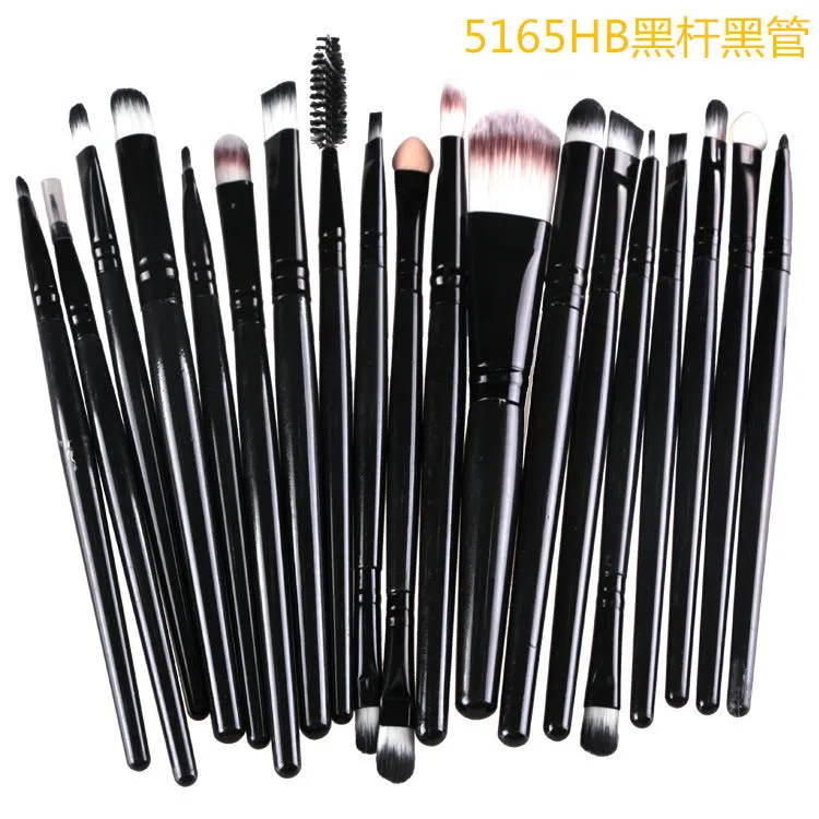 Cosmetic brush kit with nylon bristles and plastic handle, 14cm total length